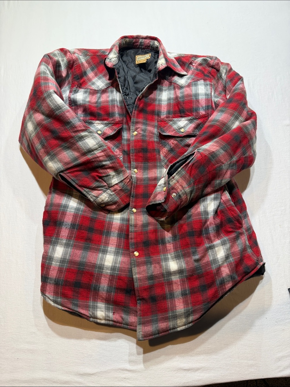 Men's Red Plaid Quilted-Lined Shirt Jacket - Lightweight Layer